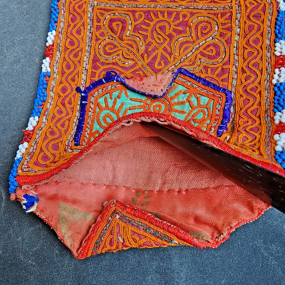 Kuchi Embroidered Pouch Wallet Central Asian Handmade Beaded Purple Accent - Picture 7 of 9